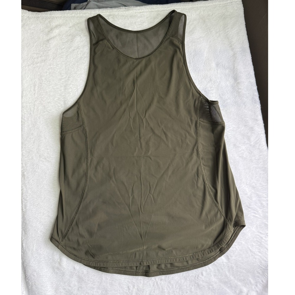 Lululemon Sculpt Tank Top Olive Green Mesh Panels Athletic Workout Size 4